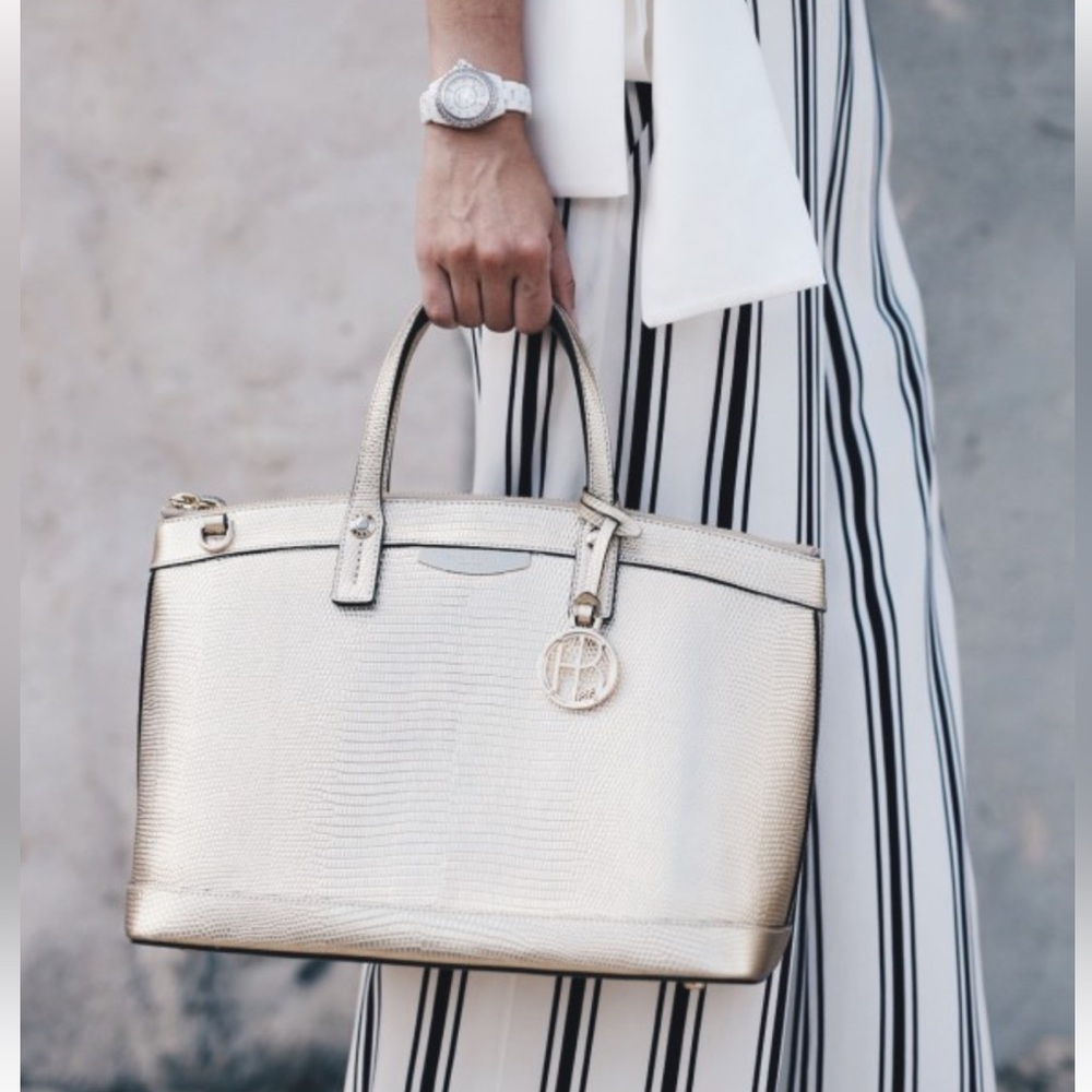Gold lizard leather Henri bende bag